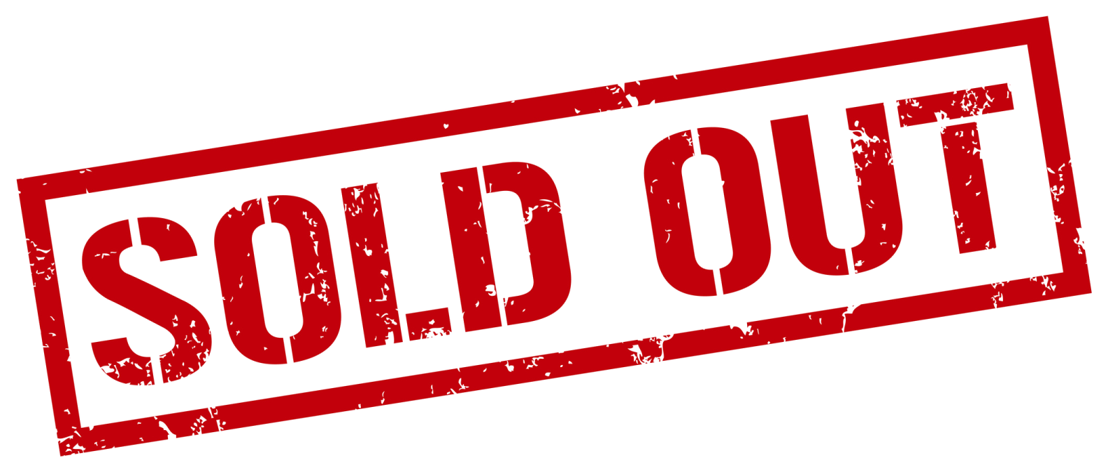 a red stamp with the word sold out