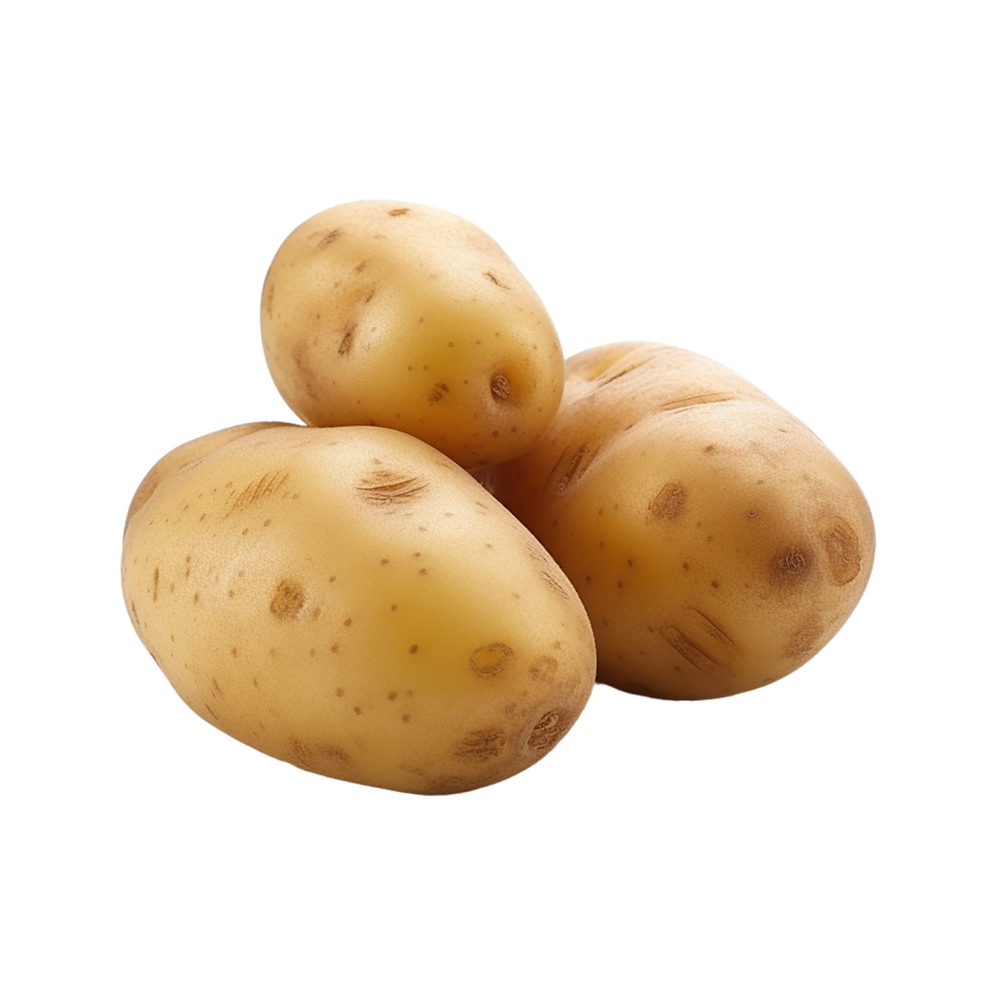 three potatoes on a white background