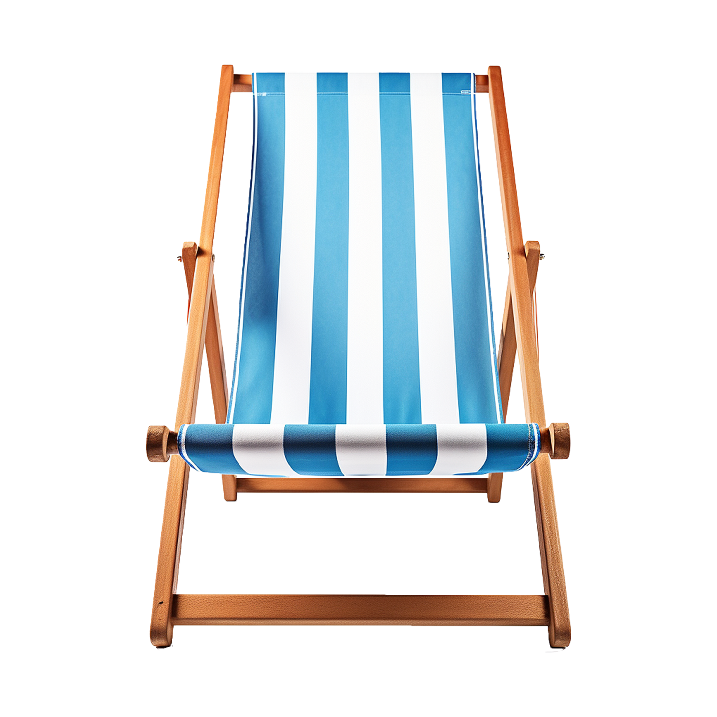 a blue and white striped beach chair