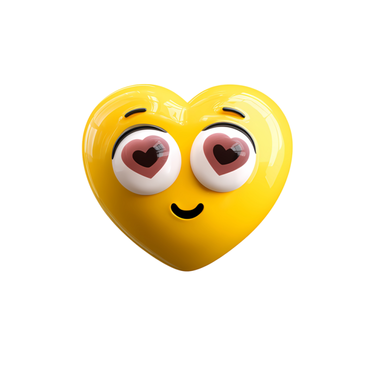 a yellow heart with two eyes on it