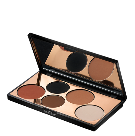 a palette of eyeshadp in a black case