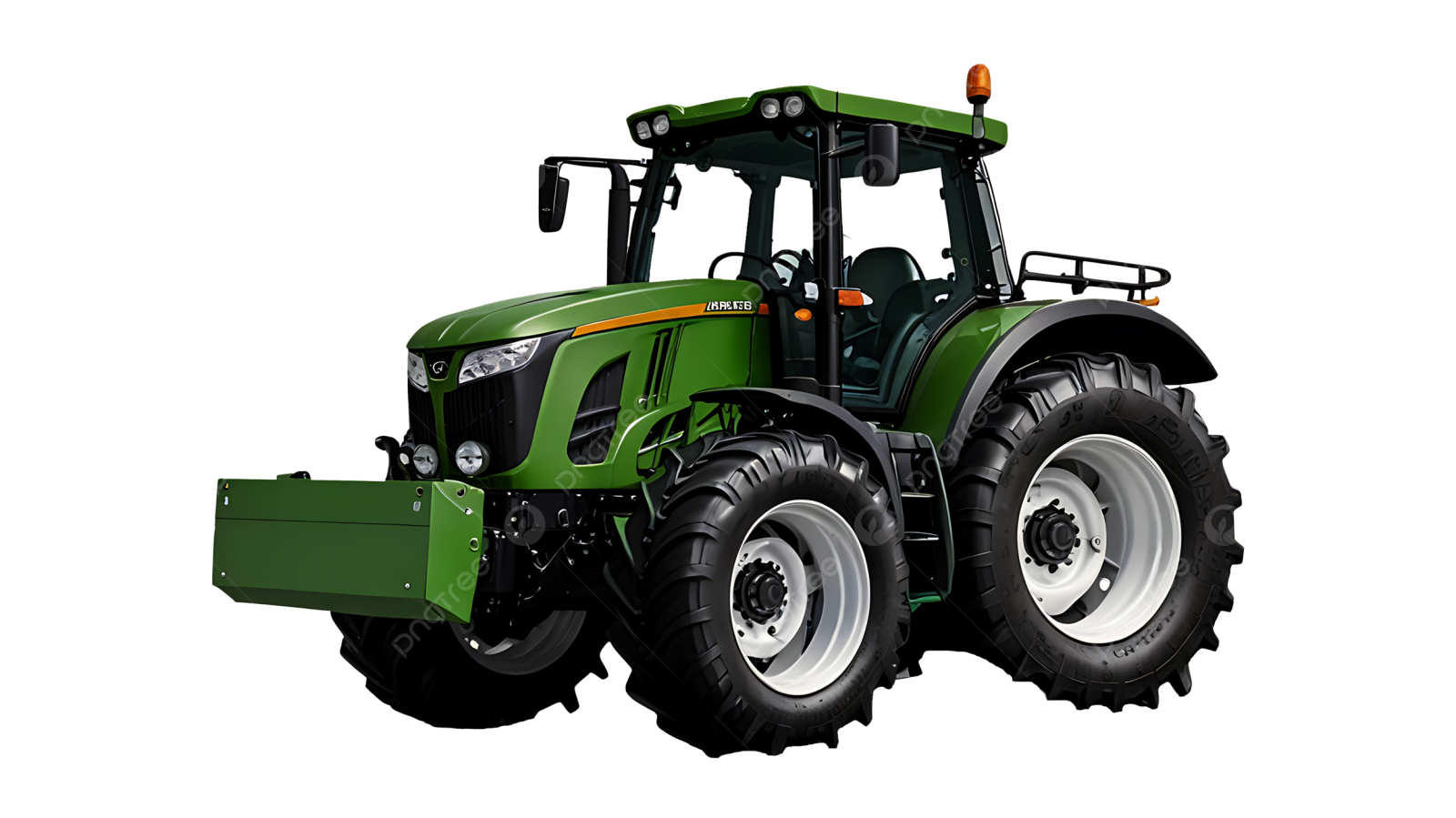 a green tractor on a white background