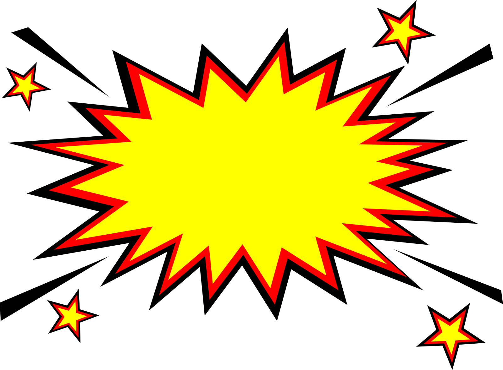 a yellow and red explosion with stars