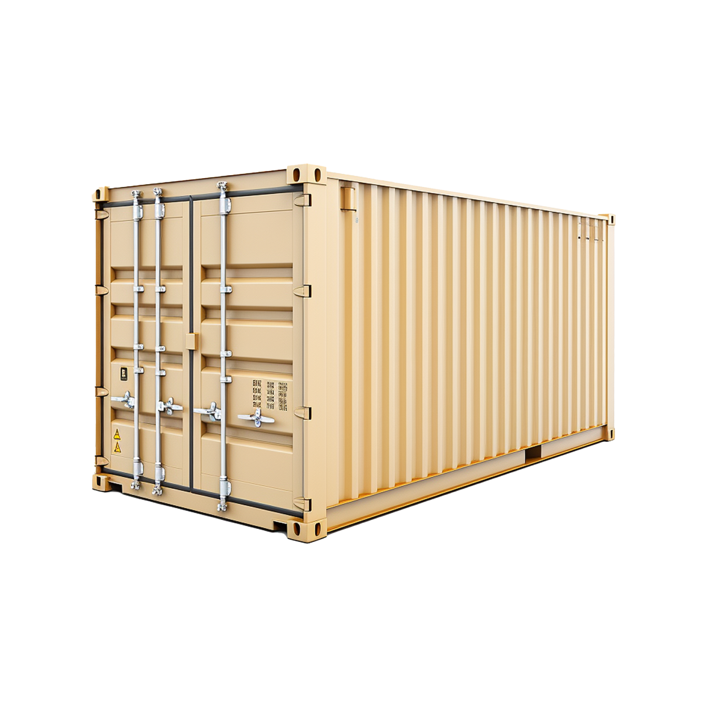 a beige shipping container on a white background
