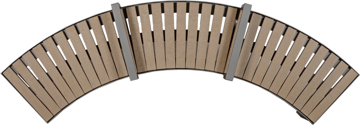 a close up view of a curved wooden fence