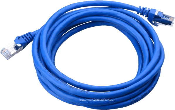 a blue ethernet cable on a white background