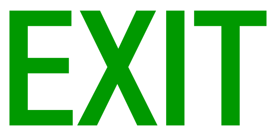 a green exit sign that says exit