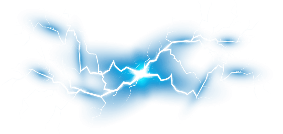 a blue and white background with lightnings