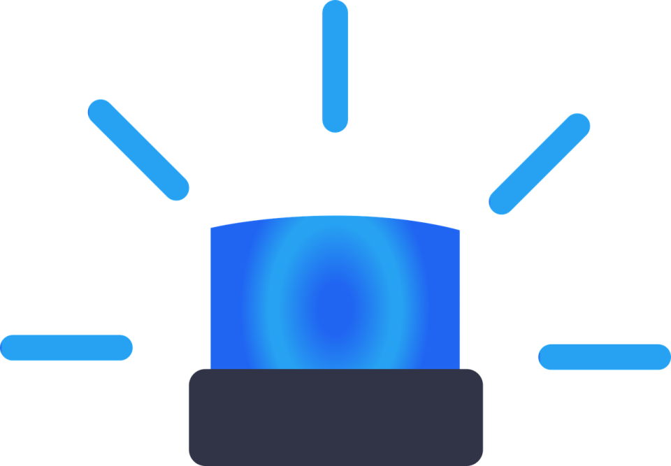 a blue light bulb on a white background