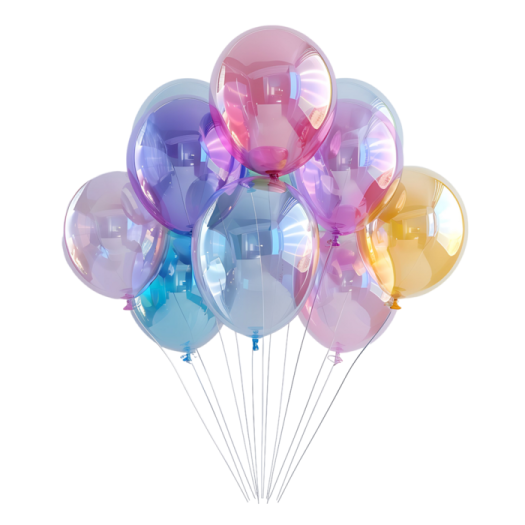 a bunch of balloons on a white background