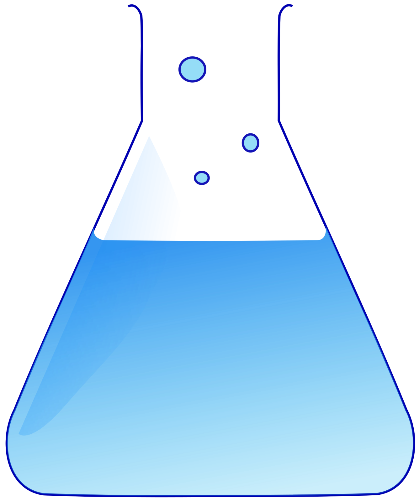 a beakle with blue liquid inside