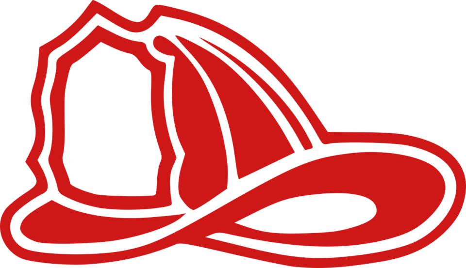 a red and white fire hat
