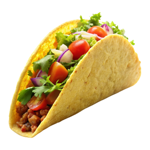 a close up of a taco toro on a white background