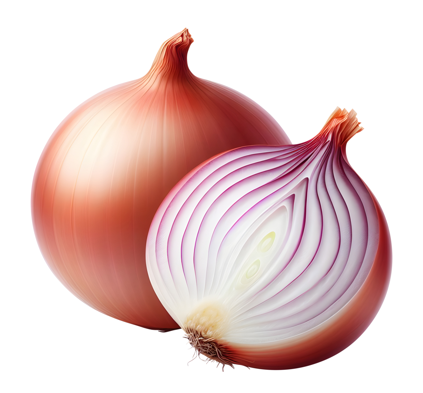 two onions on a white background