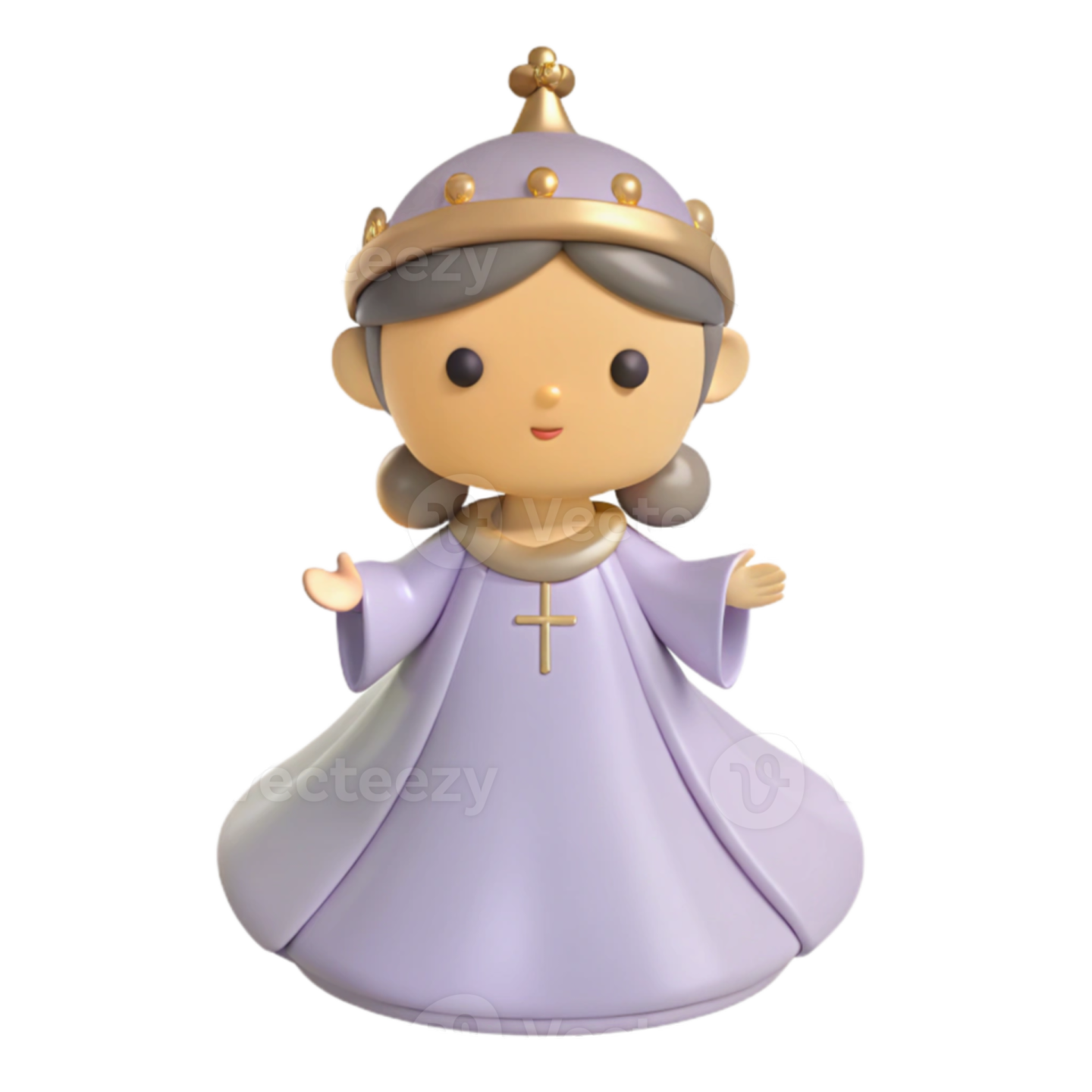 a purple princess figuri with a crown on her head