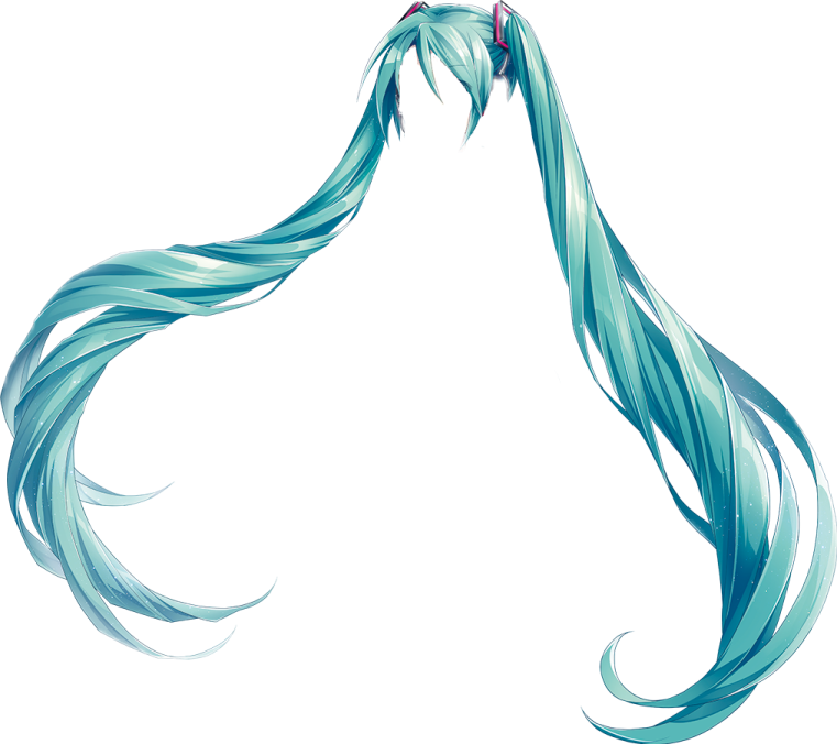 a drawing of a woman with long blue hair
