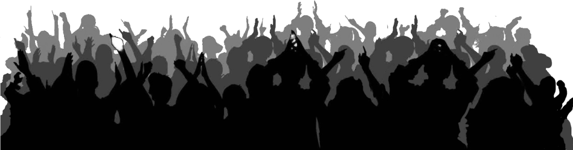 a crowd of people silhouetted against a white background
