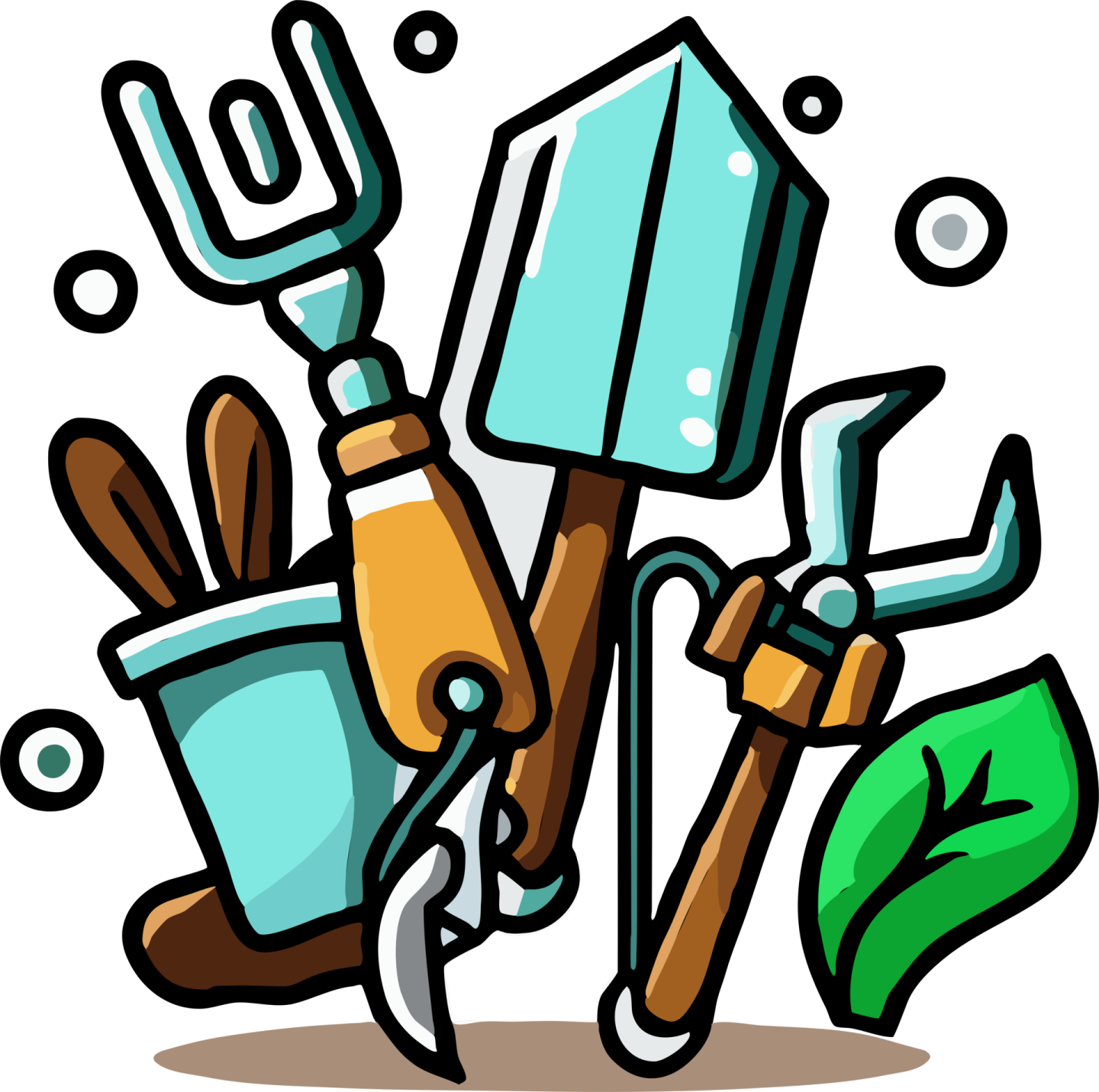 a bunch of gardening tools
