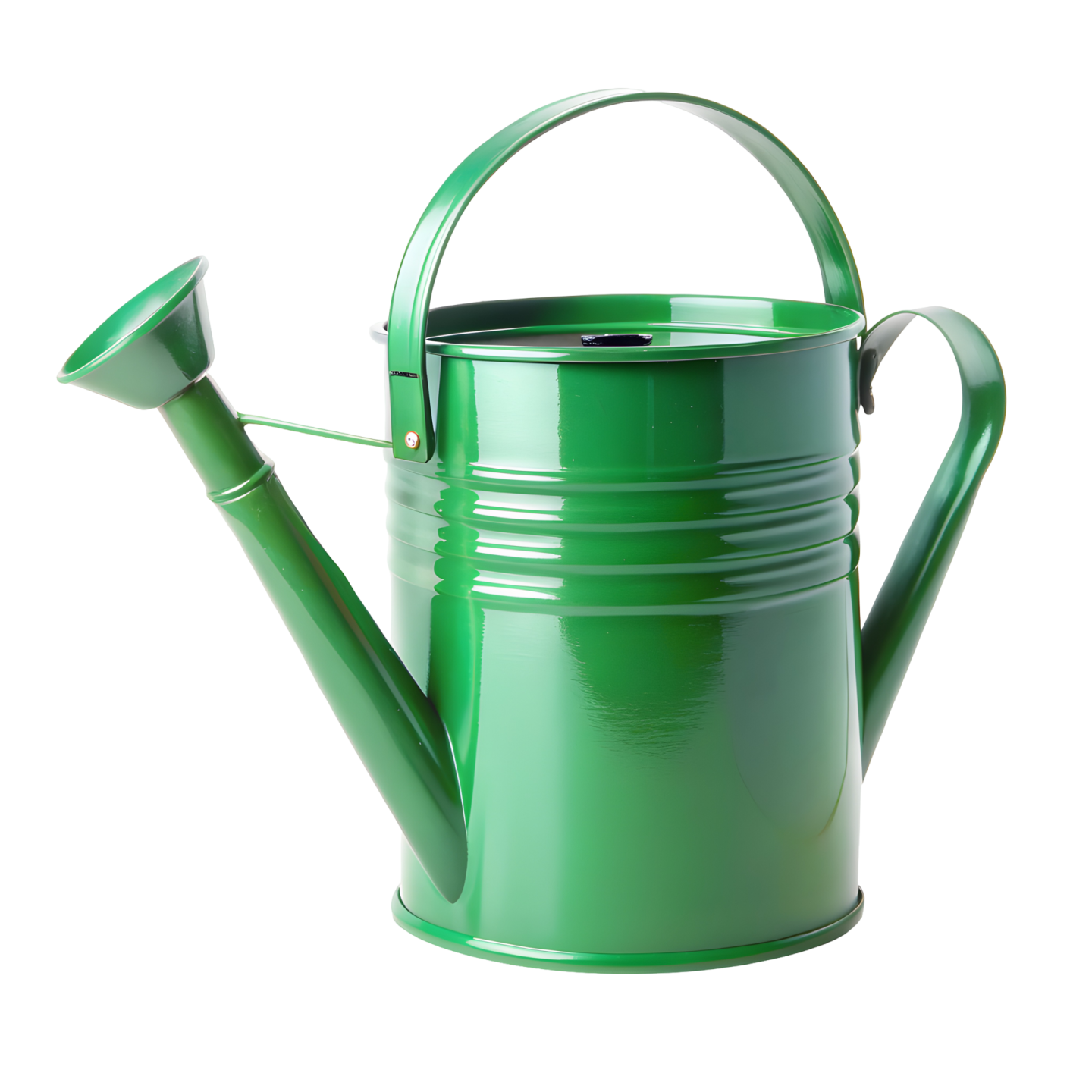 a green watering can on a white background