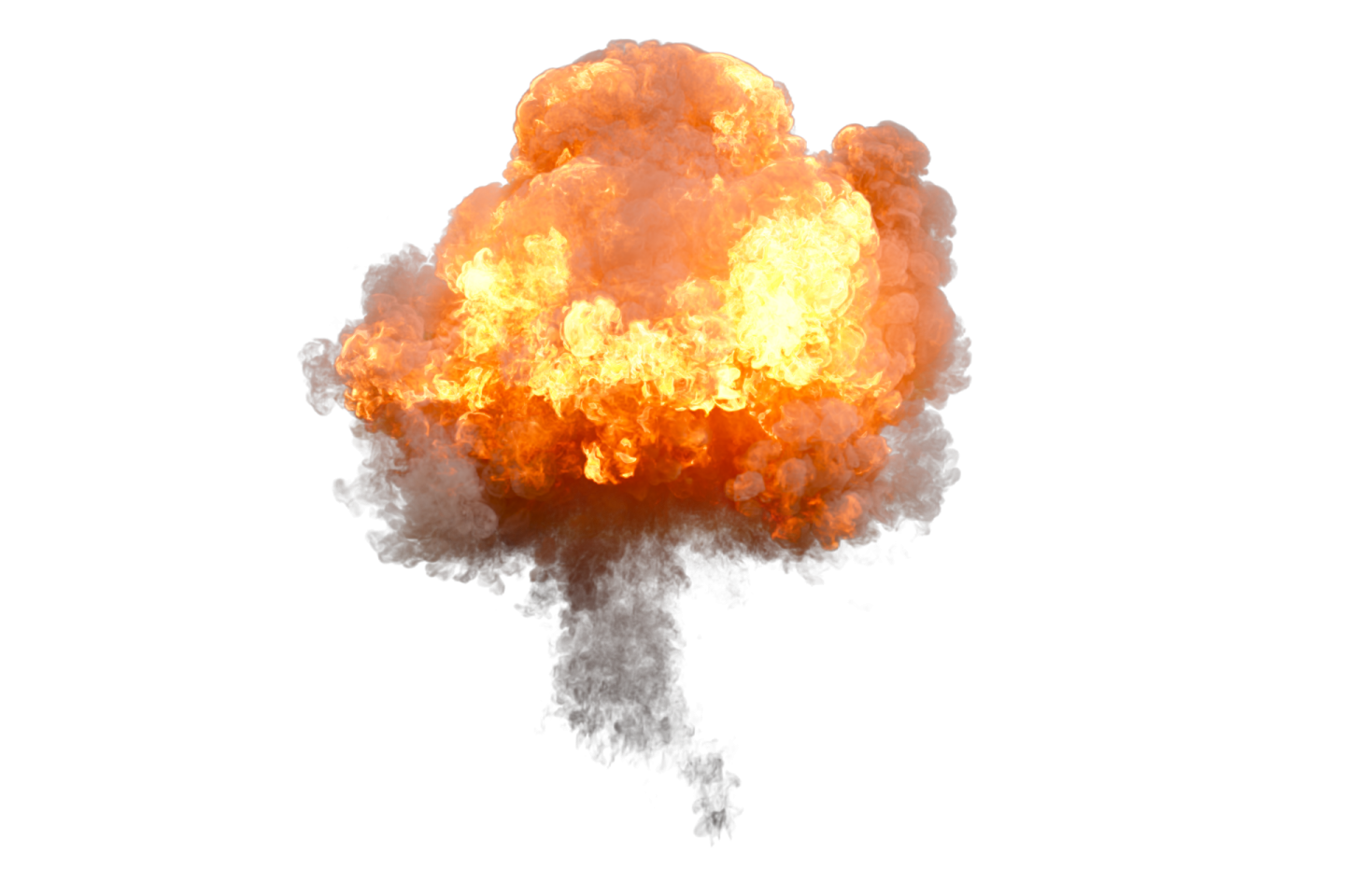 a large explosion of orange and white smoke