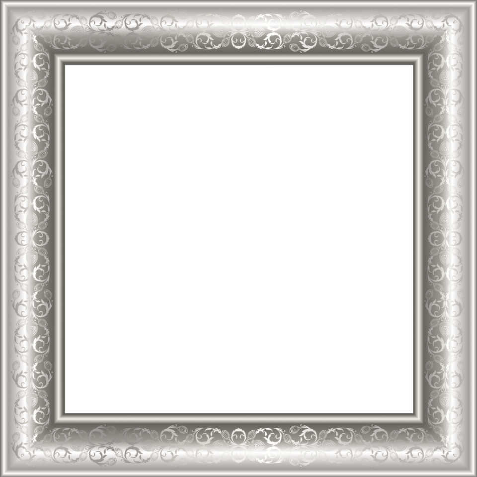 a silver frame on a white background