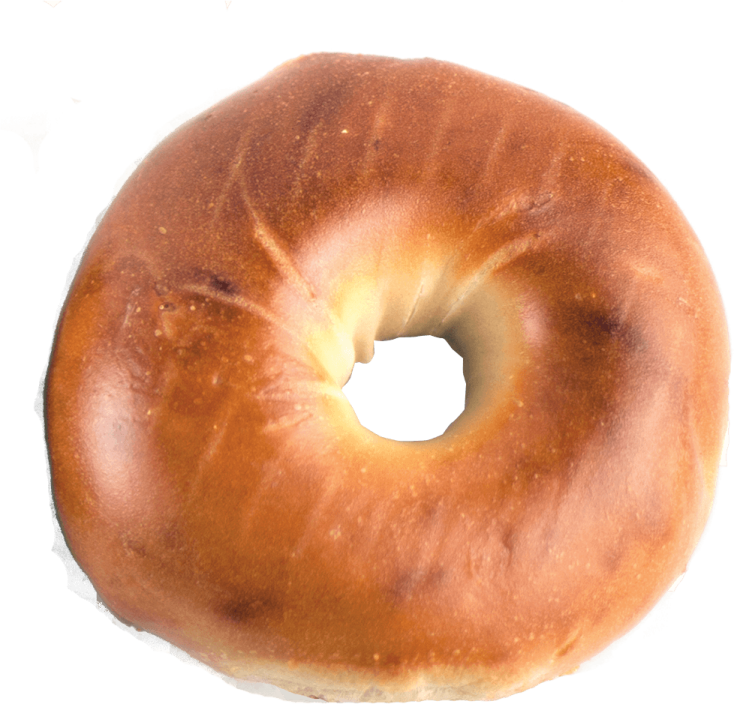 a close up of a bagel on a table