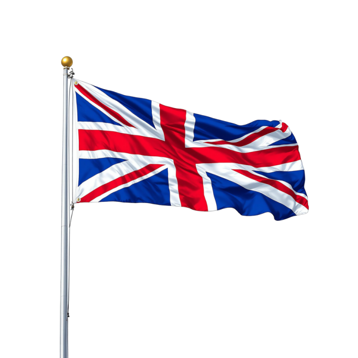 a british flag flying in the wind