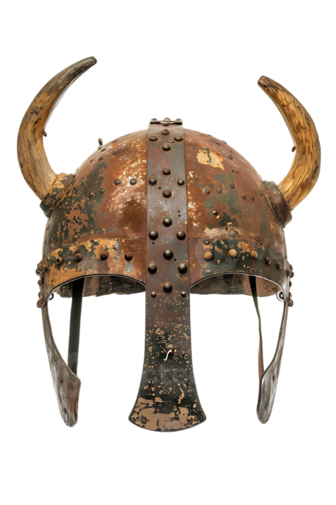 an old viking helmet with horns and horns