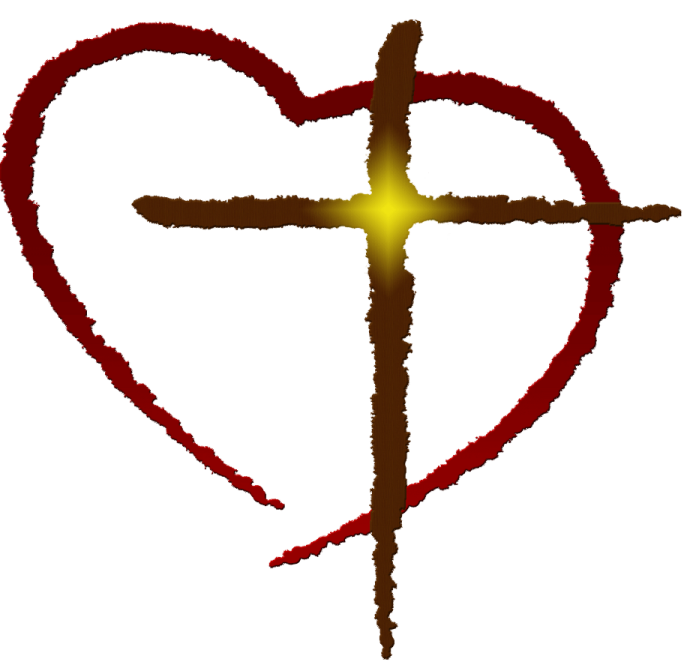 a cross in the shape of a heart