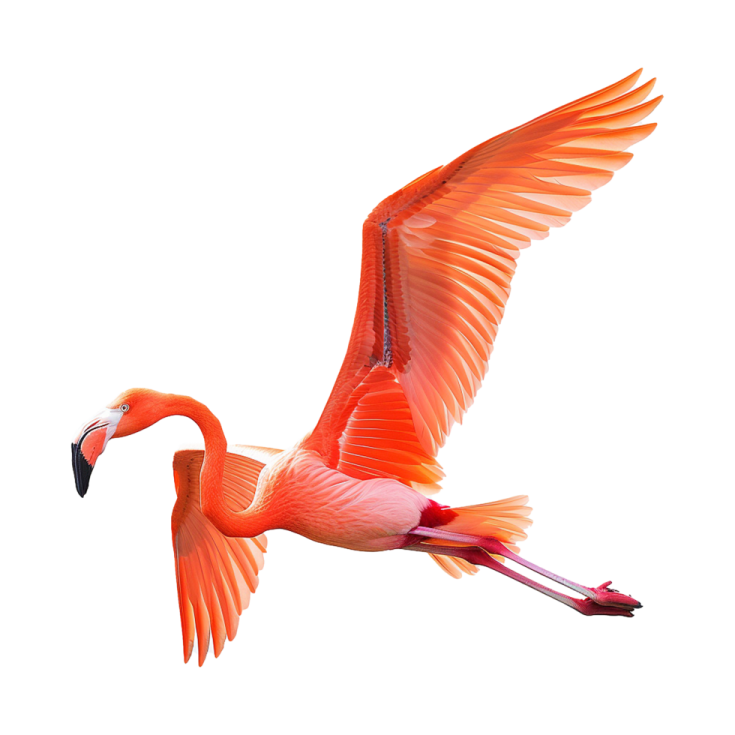 a pink flaming flying in the air