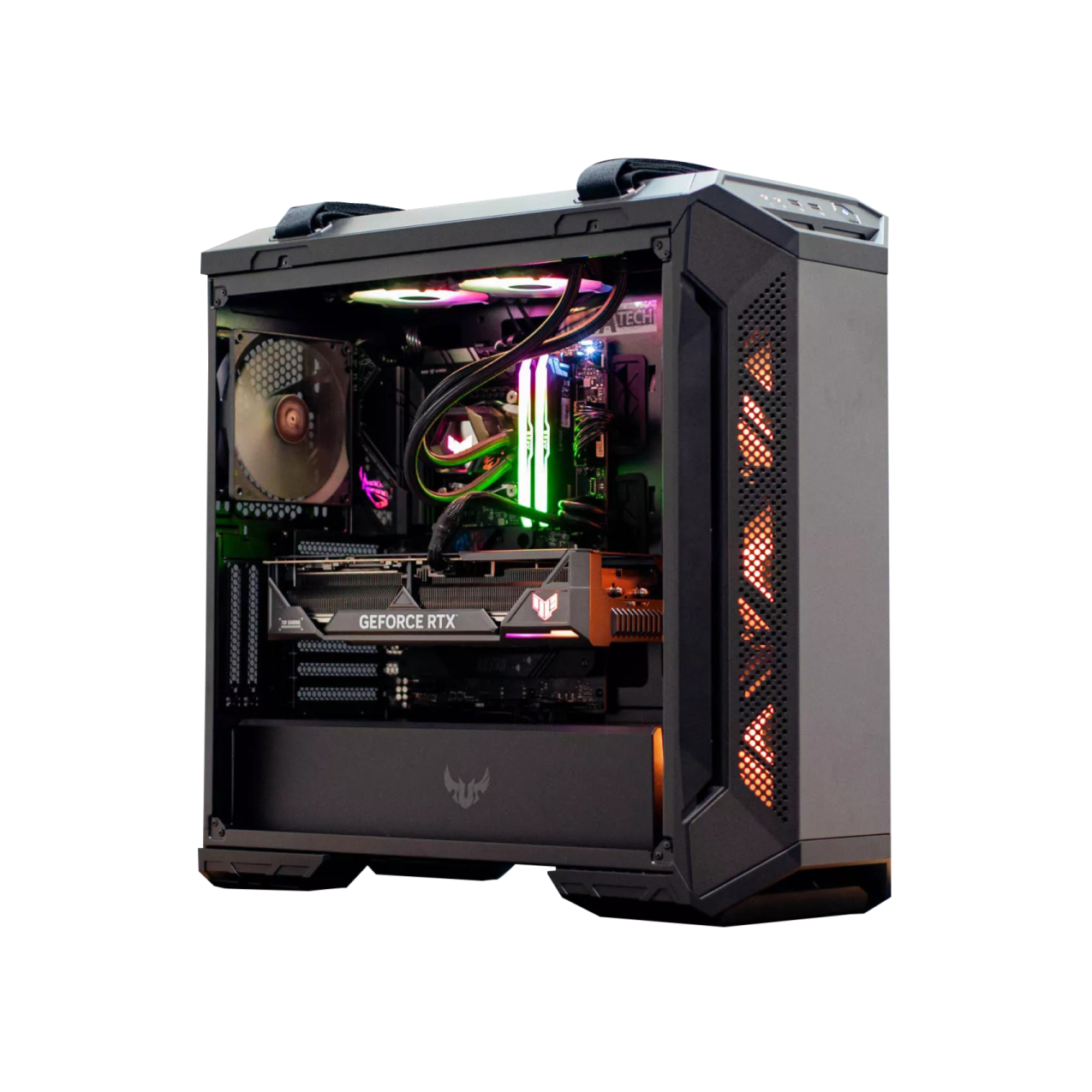 a black and red computer case