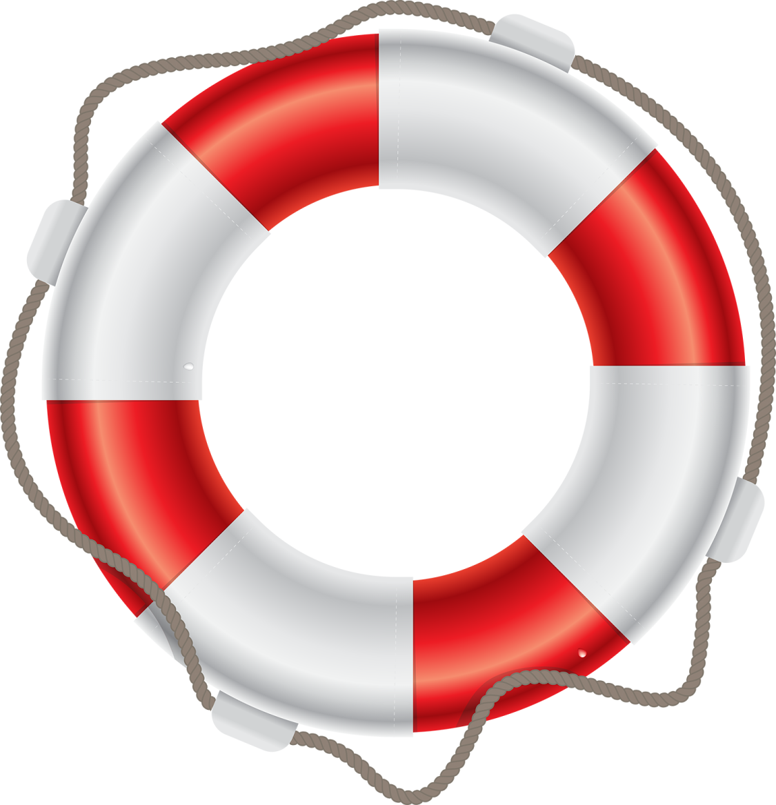 a red and white life preserver