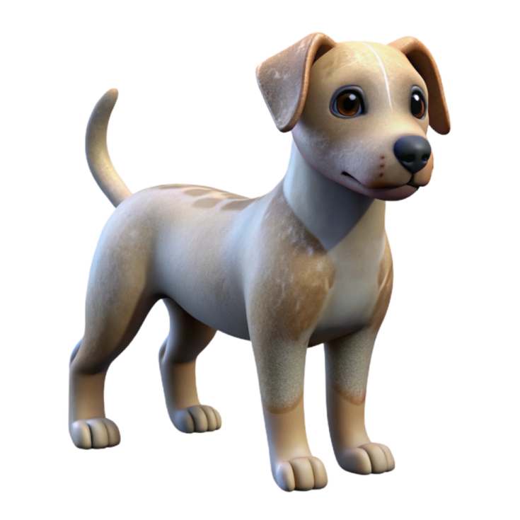 a cartoon dog standing on a white background