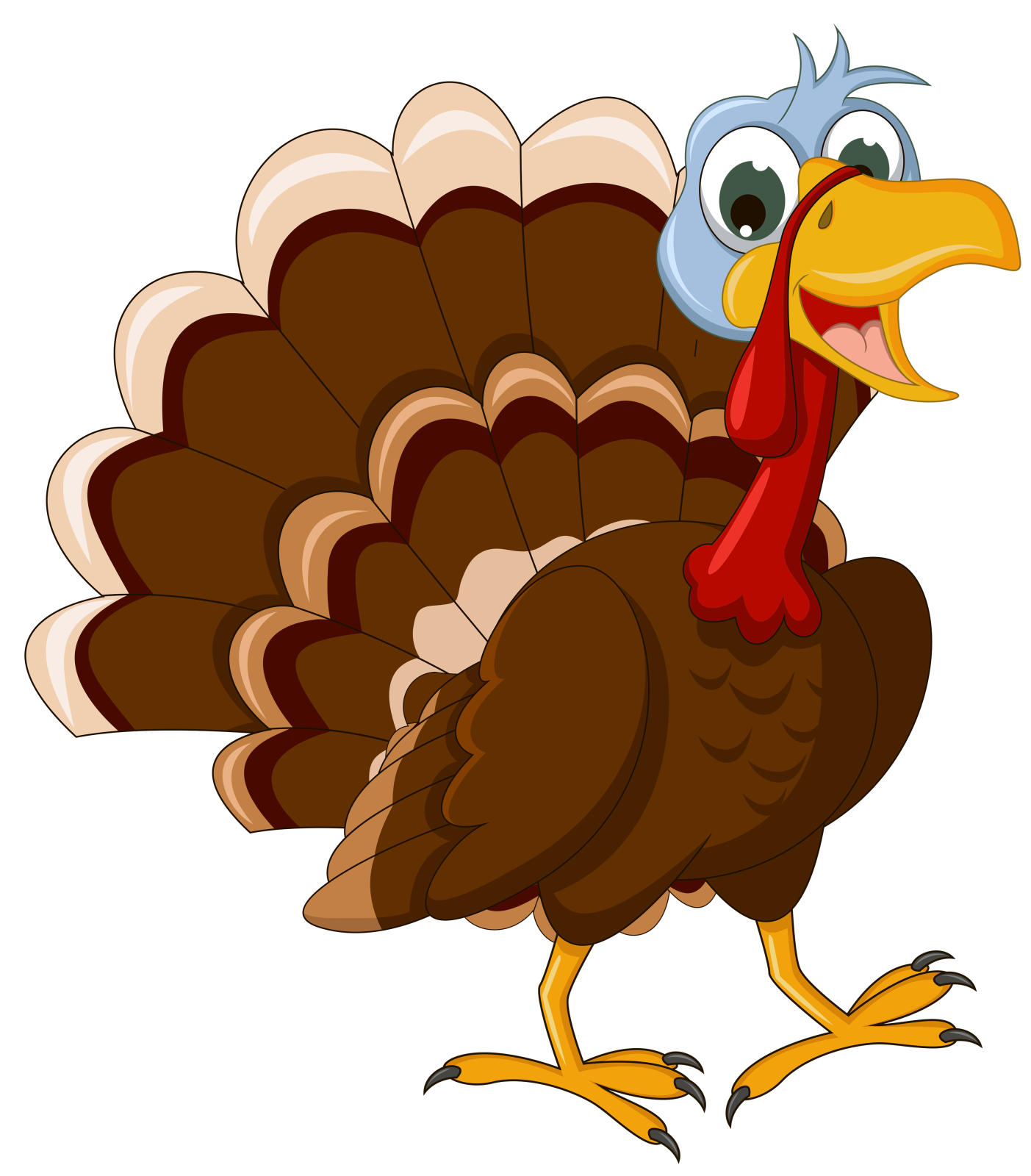 a cartoon turkey standing and smiling