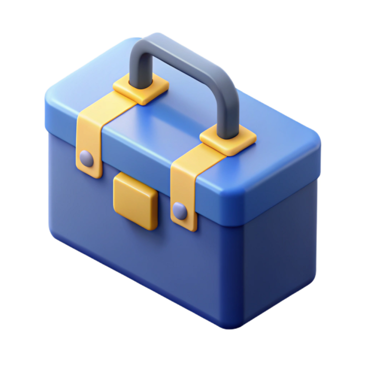 a blue suitcase with yellow handles
