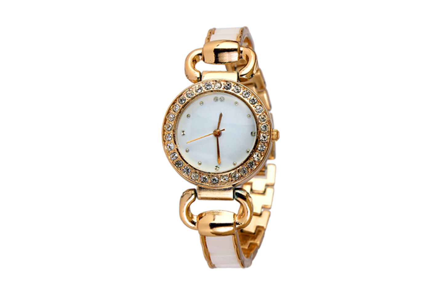 a women's watch with white dial