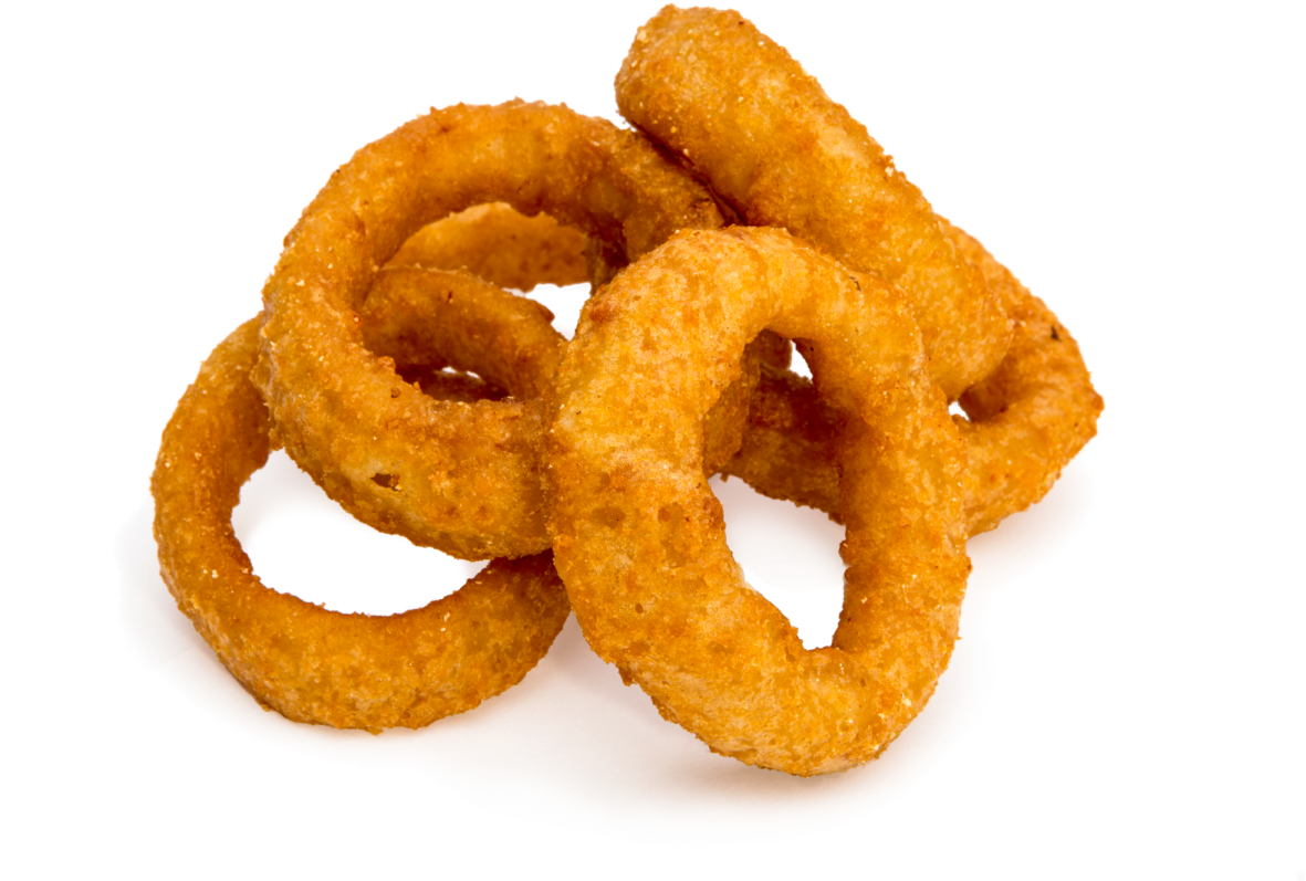 a pair of onion rings on a white background