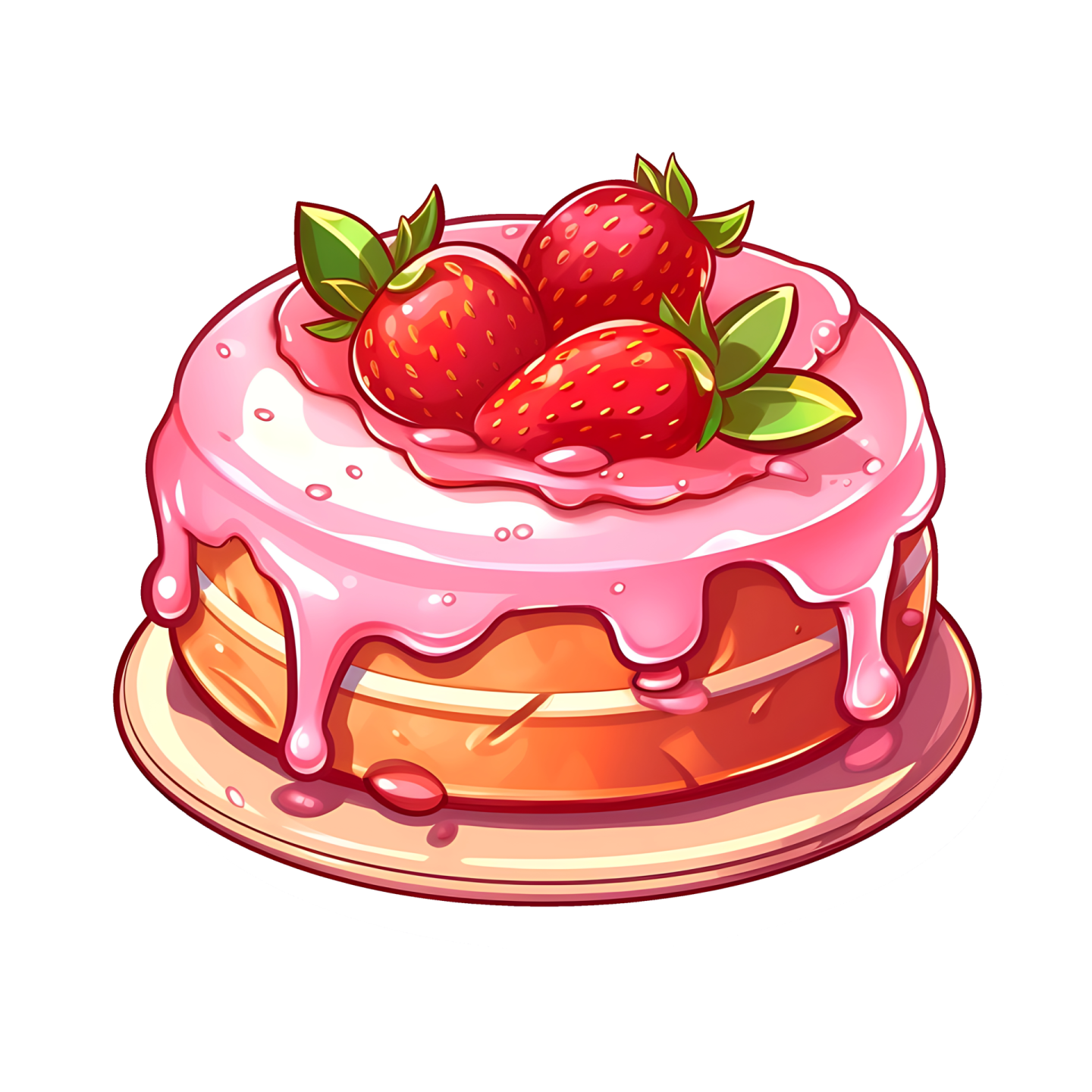 a piece of cake with strawberrys on top