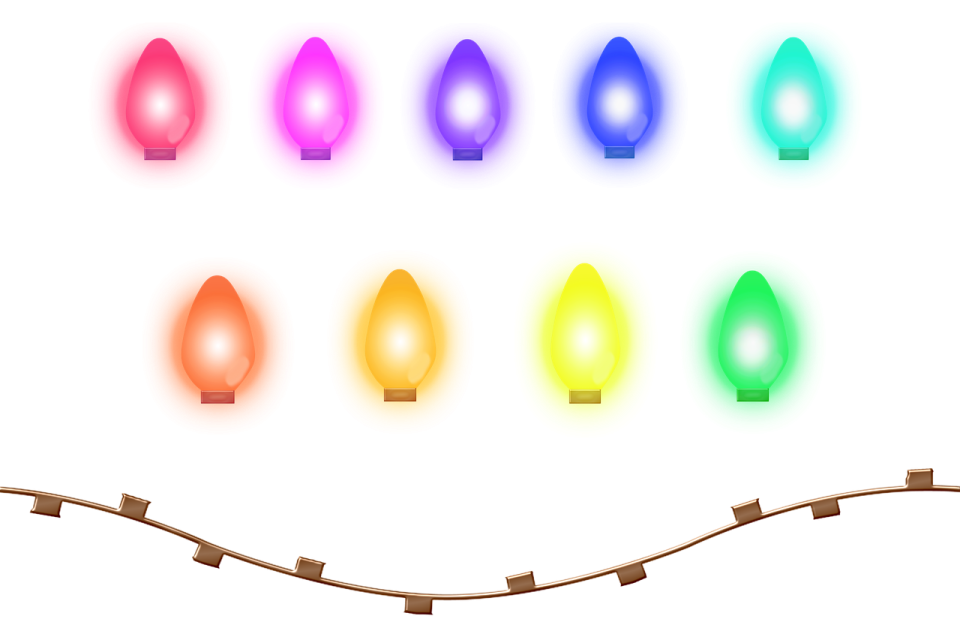 a set of christmas lights on a white background