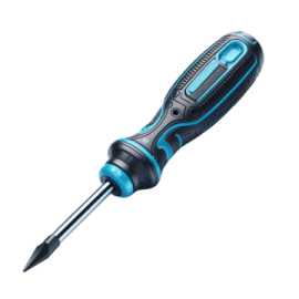 a blue and black drill with a white background