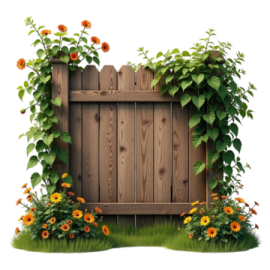 a wooden fence with flowers growing out of it
