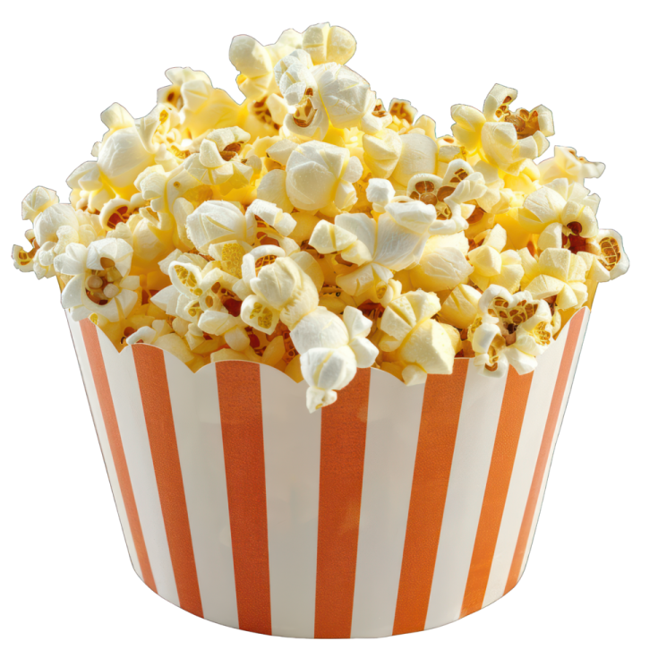 popcorn in a striped paper cup