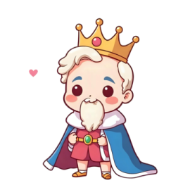 a cartoon character with a crown on his head