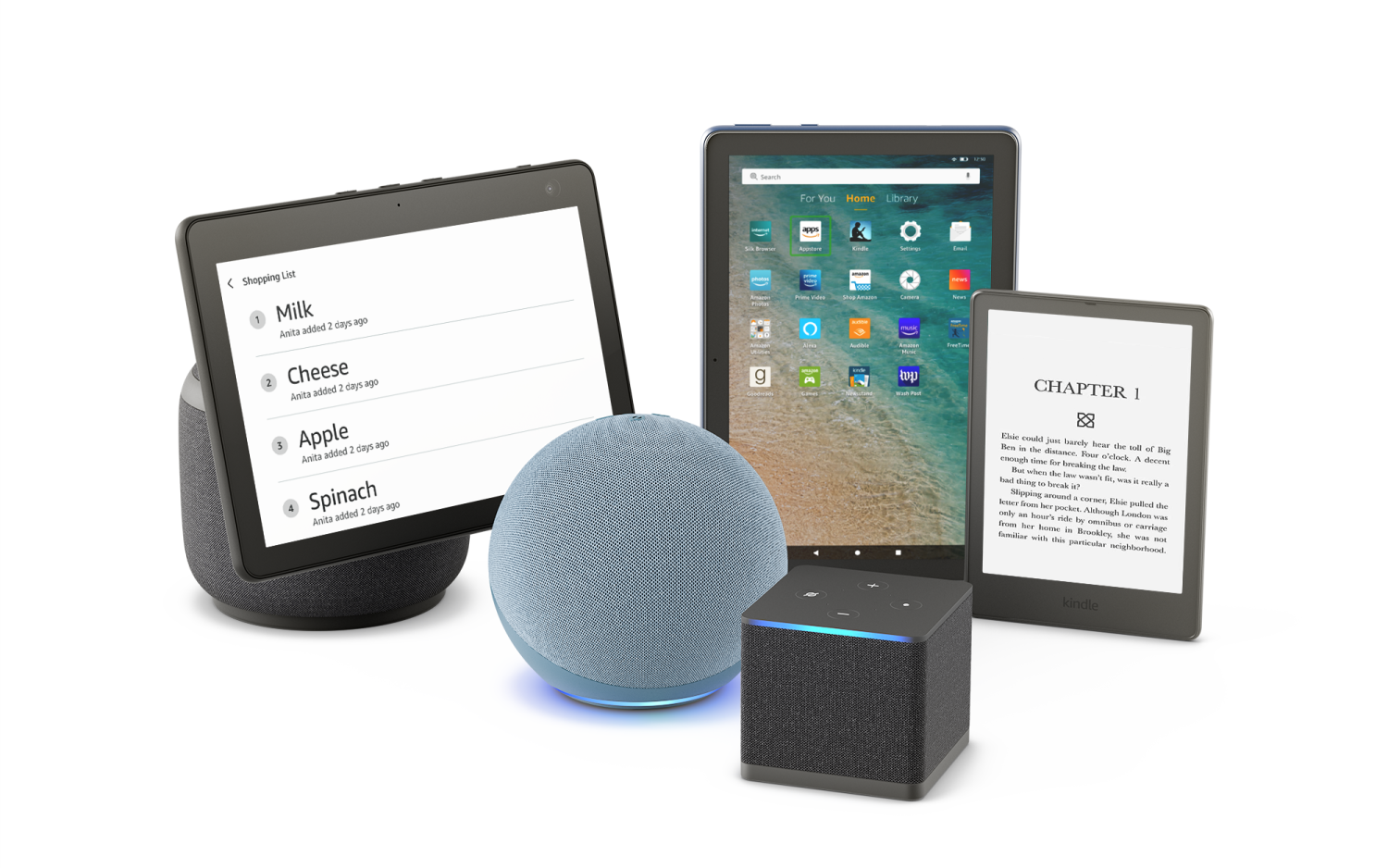 a smart device next to an amazon echo speaker