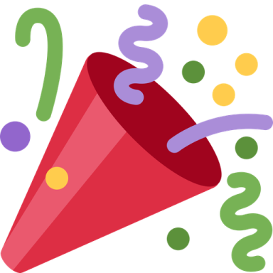 a red party hat with streamers coming out of it