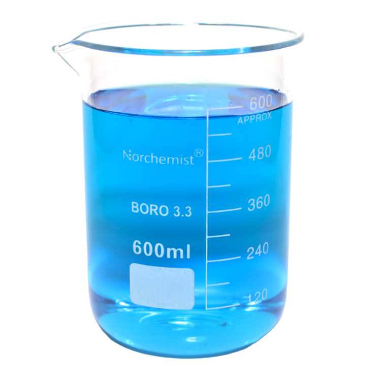 a beakle filled with blue liquid