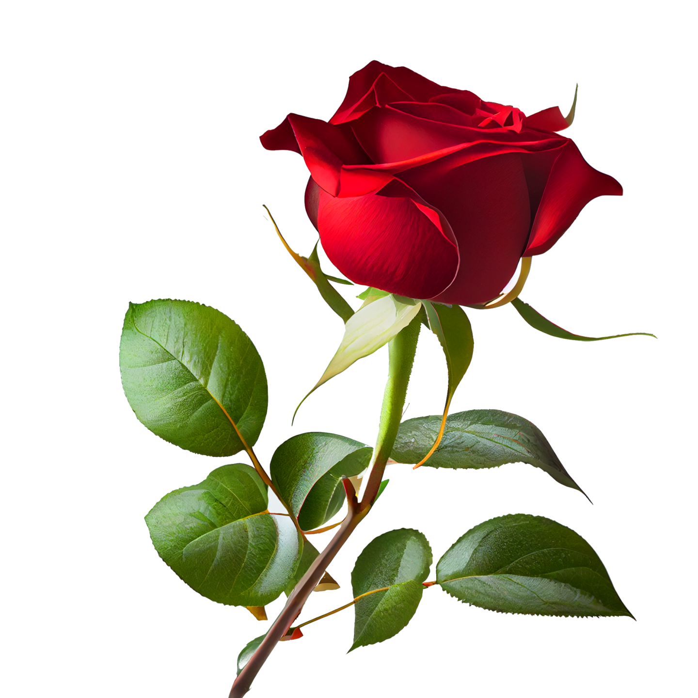 a single red rose on a white background