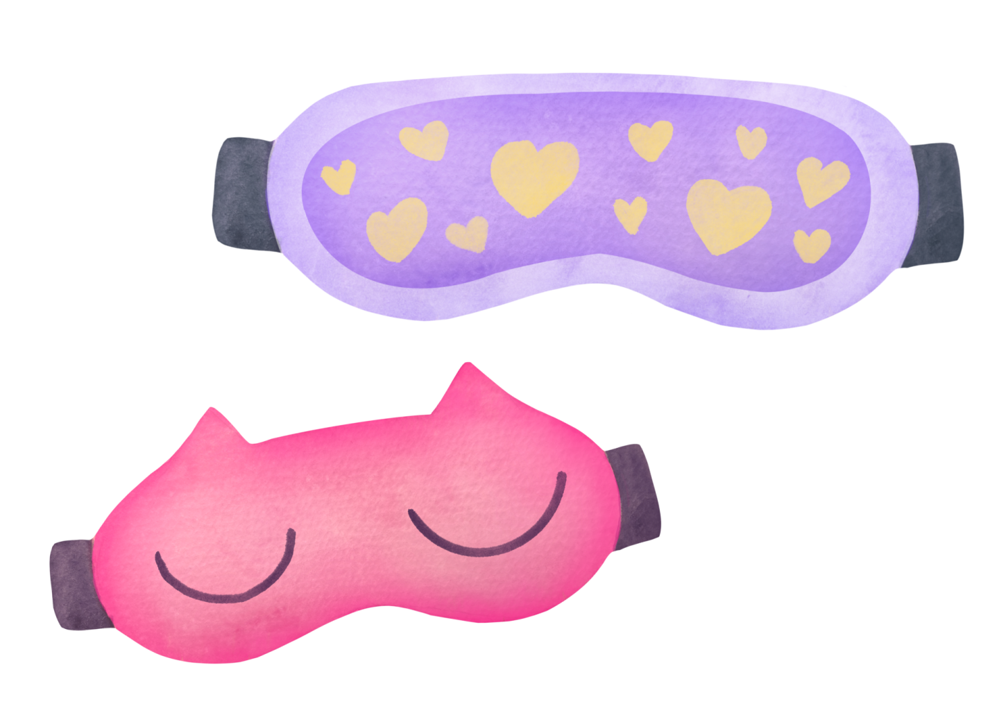 a pair of sleep masks with hearts on them