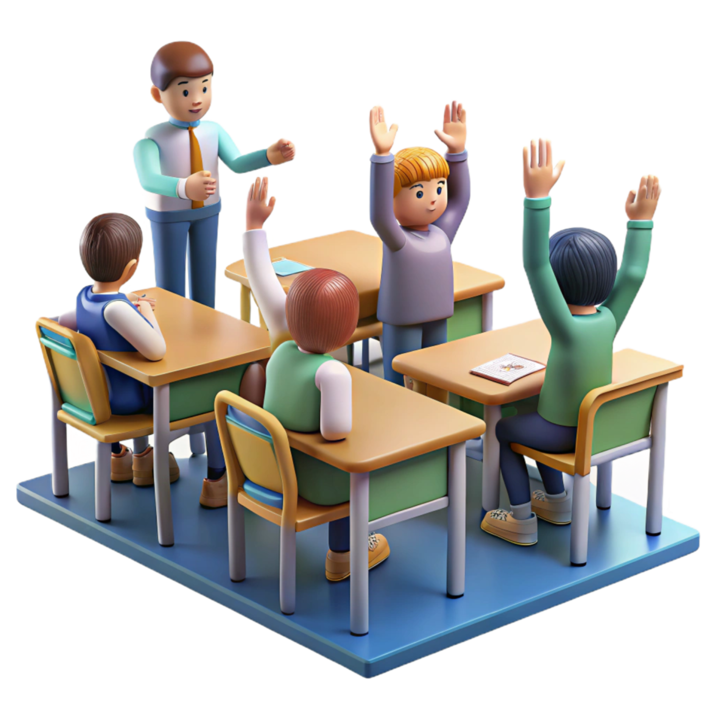 a group of children sitting at desks