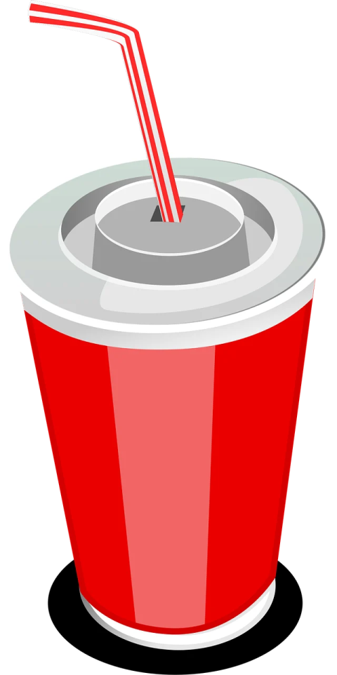 a red cup with a straw in it